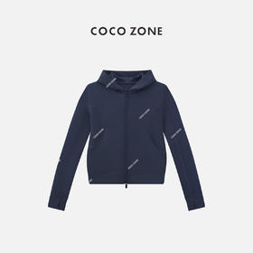 COCO ZONE2024春季休闲拉链连帽长袖外套纯色开衫上衣CC2A0252