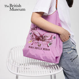 大英博物馆 博物志系列 蝴蝶刺绣 收纳购物袋 便携单肩包 日常收纳 出游通勤包