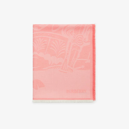 BURBERRY 巴宝莉 男女通用马术骑士徽标羊毛羊绒混纺围巾 粉色 8084891 A4470 商品图1