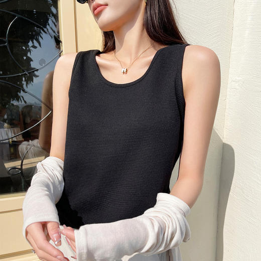【华夫格美背吊带背心女 新款夏西装内搭打底衫】宽松无袖 外穿内搭上衣 商品图5