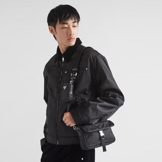 【一】PRADA 普拉达 男士Re-Nylon和Saffiano皮革子母单肩包 黑色 2VH133 2DMH F0002 XMP 商品图3