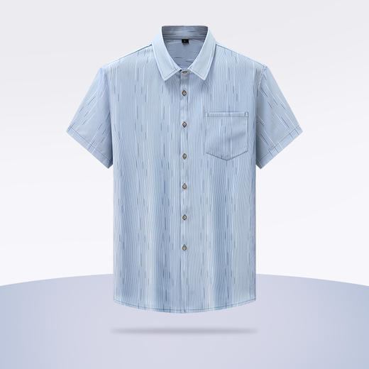 【冰丝】【新款DB】大依优型大码夏装冰丝短袖衬衫新款宽松免烫透气大码透气上衣半袖男士衬衣 商品图1