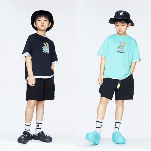 男童趣味全棉短袖T恤BLUE新款安奈儿童装实体店同款AB421835 商品图3