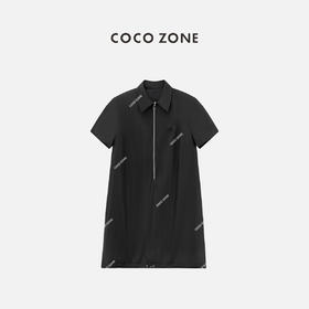 COCO ZONE"曼迪连衣裙"2024夏季气质百搭短袖裙子翻领半拉链连衣裙CC2B0516