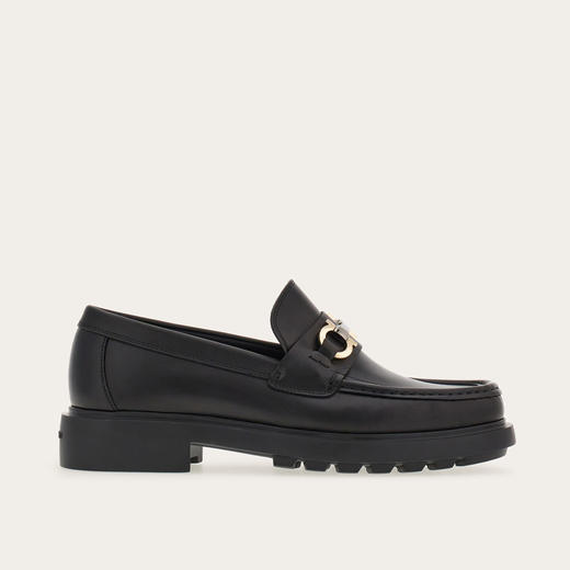 FERRAGAMO 菲拉格慕 男士 Gancini 扣饰莫卡辛鞋 黑色 768108 商品图0