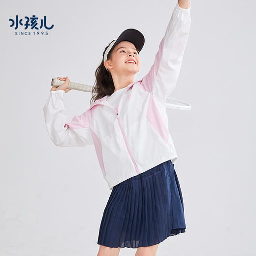 水孩儿童装夏季新款女童防晒外套轻薄柔软长袖拉链衫时尚拼色薄外套 商品图5
