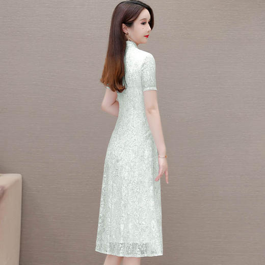 QYM-319602复古气质改良连衣裙夏季新款旗袍裙时尚女装蕾丝中长裙 商品图2