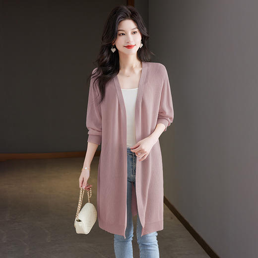 CC13-6822夏季防晒衣女2024新款宽松白色洋气休闲中长款垂感透气冰丝上衣薄 商品图1