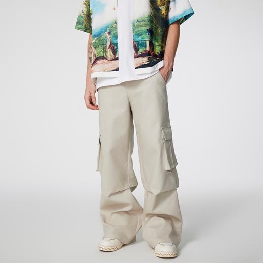 【2024SS新款】美式休闲大口袋褶皱工装长裤潮牌宽松直筒伞兵裤 商品图1