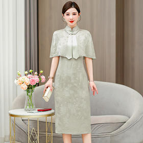 AHM-6815中国风复古改良旗袍裙夏季新款高级感气质优雅连衣裙披肩套装