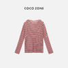 COCO ZONE夏季拼色条纹圆领长袖针织衫百搭休闲套头上衣CC2B0604 商品缩略图1