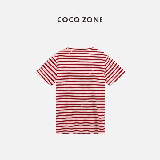 COCO ZONE 时尚星星绣花条纹短袖T恤圆领简约休闲上衣CC2B0599 商品图1