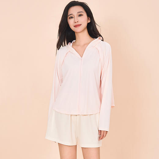 【商场同款】熳洁儿 夏日女士冰感防晒衣短款防晒防紫外线UPF50连帽大帽檐24223101 商品图2