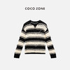COCO ZONE“洛拉”夏季镂空圆领针织衫条纹宽松长袖上衣CC1B0854 商品缩略图0