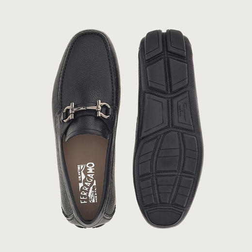 FERRAGAMO 菲拉格慕 男士Gancini扣饰莫卡辛鞋 黑色 755610 商品图3