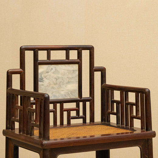 清 红木镶云石攒接靠背扶手玫瑰椅成堂（一堂四只） 商品图1