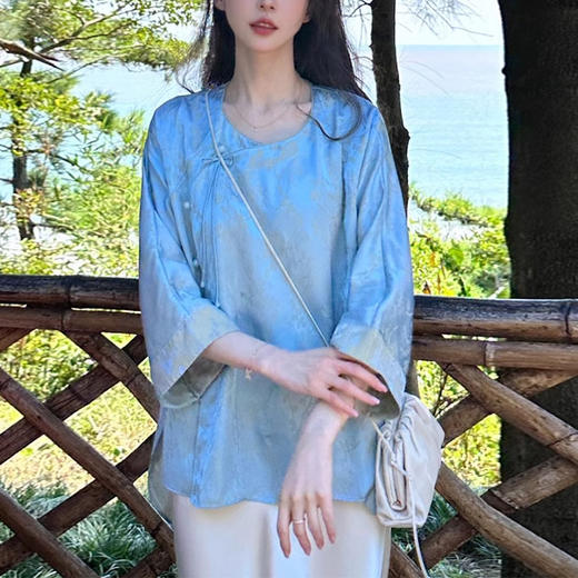 裁缝学苑AQ265茶系唐装汉服新中式国风缎面上衣纸样女装服装打板 商品图6