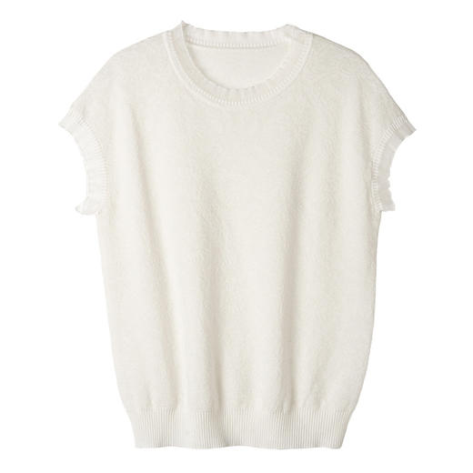 CC 68292天丝薄款针织衫洋气减龄蕾丝提花显瘦遮肉上衣 商品图4