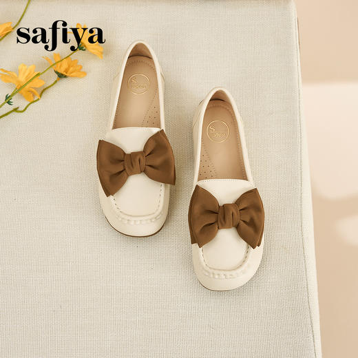 Safiya/索菲娅2023新款春夏浅口低跟真皮蝴蝶结平底休闲单鞋SF31112435 商品图6