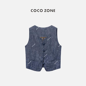 COCO ZONE"夏洛"2024复古国风单排扣马夹高级感显瘦无袖上衣CC1B0797
