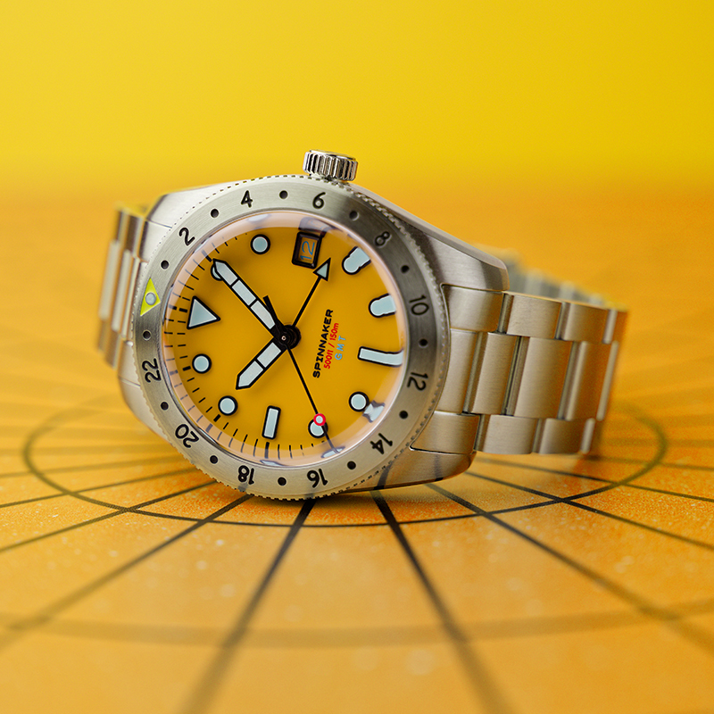 新款SPINNAKER三角帆39毫米限量版GMT两地时自动机械表夜光5130