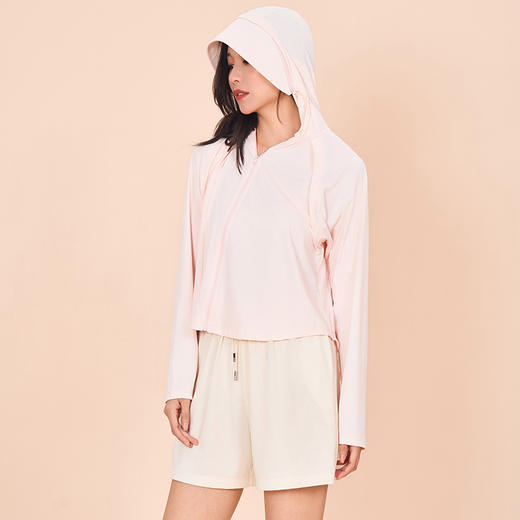 【商场同款】熳洁儿 夏日女士冰感防晒衣短款防晒防紫外线UPF50连帽大帽檐24223101 商品图1
