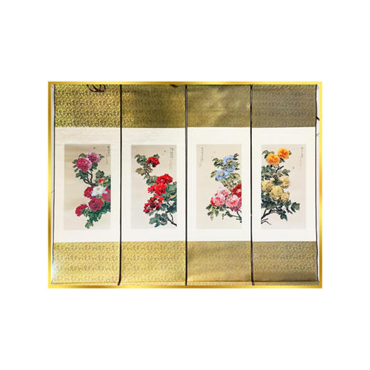 山东好品鲁锦花开富贵四副屏 商品图0