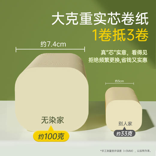 无染WURO竹纤维大克重无芯卷纸24卷 商品图1