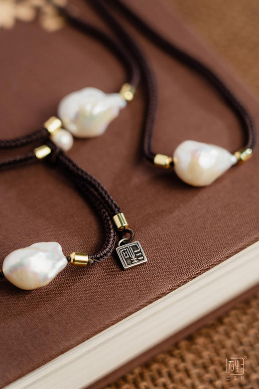 天然巴洛克珍珠咖啡绳项链+手链 商品图2