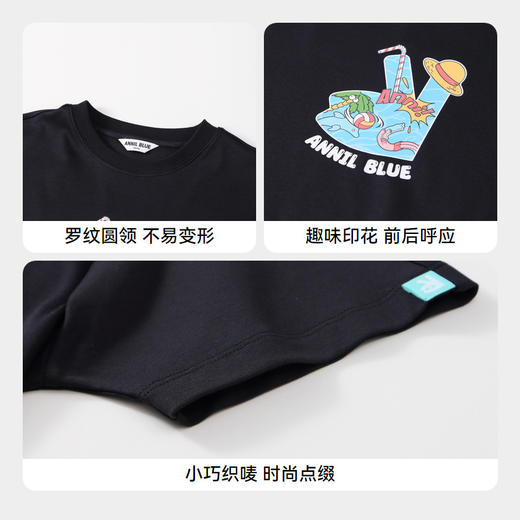 男童趣味全棉短袖T恤BLUE新款安奈儿童装实体店同款AB421835 商品图4