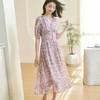 剩S/XL 米思阳2025夏季新款优雅知性碎花连衣裙V领收腰泡泡袖A字裙女0764 商品缩略图1