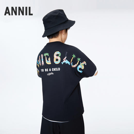 男童趣味全棉短袖T恤BLUE新款安奈儿童装实体店同款AB421835 商品图2