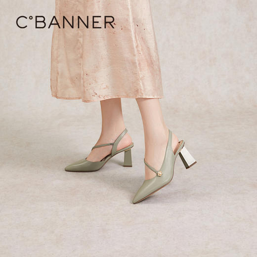 【静音系列】千百度尖头高跟凉鞋夏季羊皮后空时装凉鞋A24257796 商品图1