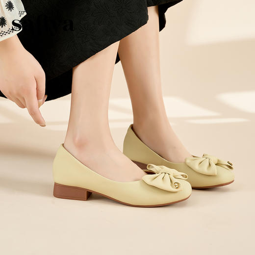 Safiya/索菲娅2023春季新款软底低跟蝴蝶结百搭休闲浅口单鞋SF31111408 商品图0