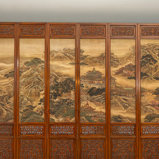 二十世纪 红木透雕螭龙捧寿十二扇大围屏 商品图3