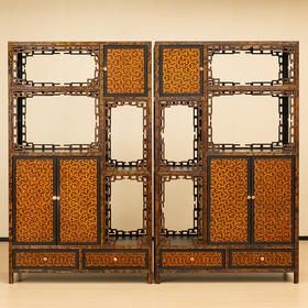 二十世纪 紫檀嵌湘妃竹博古柜（一对）