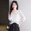 CC13-6821长袖打底衫女t恤夏装2024新款宽松镂空洋气薄款显瘦遮肉短款上衣 商品缩略图2