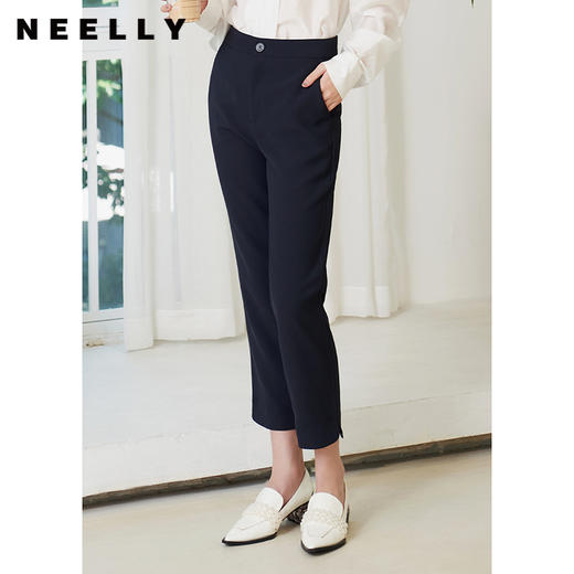 NEELLY纳俪商场同款西装裤女秋季新款下开叉设计直筒哈伦裤百搭N22074H04412 商品图2