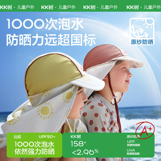 KK树儿童泳帽宝宝游泳原纱防晒遮阳帽男女孩户外大帽檐披风沙滩帽童话小护盾泳帽 商品图1