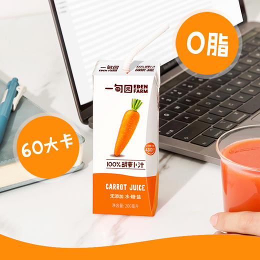 一甸园 100%胡萝卜汁 200ml*10 商品图3