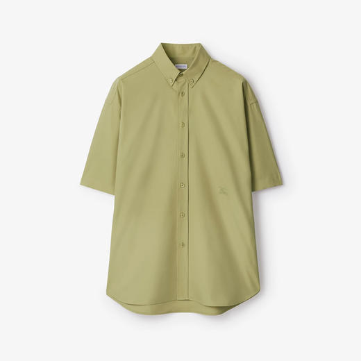 BURBERRY 巴宝莉 男士马术骑士刺绣徽标棉质牛津短袖衬衫 绿色 8081978 B7311 商品图0