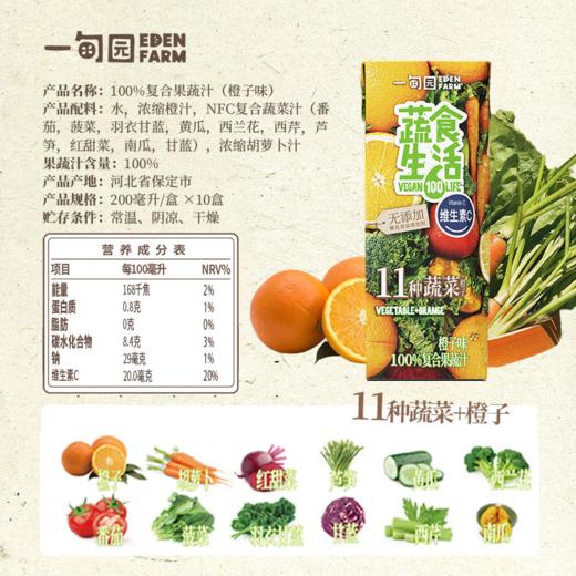 一甸园 蔬食生活100%复合果蔬汁（橙子味）200ml*10 商品图4