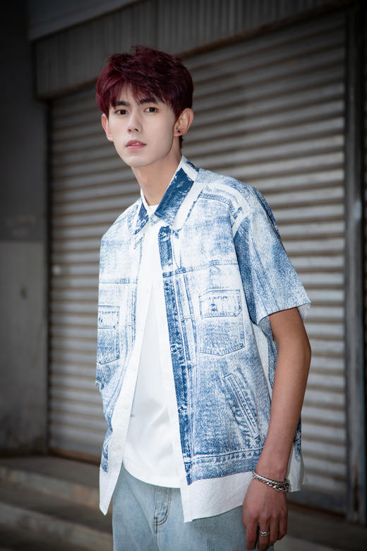 W425422163美式复古印花短袖衬衫 商品图3