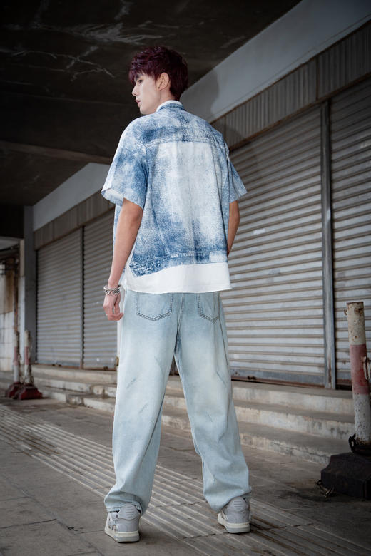 W425422163美式复古印花短袖衬衫 商品图8