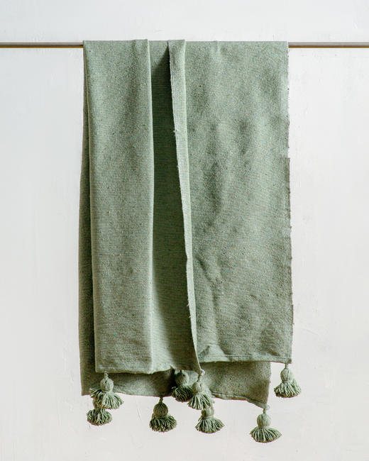 伽罗 JALO 摩洛哥进口手工蓬蓬毛球纯棉沙发毯 商品图0