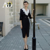 AD职业装气质女神范连衣裙高端荷叶边开叉复古小黑裙赫本风西装裙 商品缩略图3