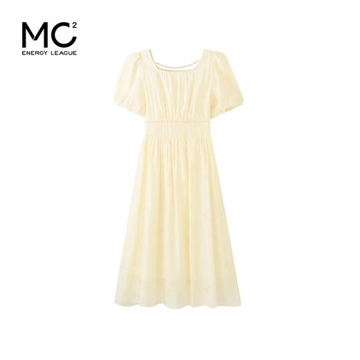 mc2方领蝴蝶印花连衣裙女装2024夏季新款收腰显瘦法式温柔风白色 商品图3