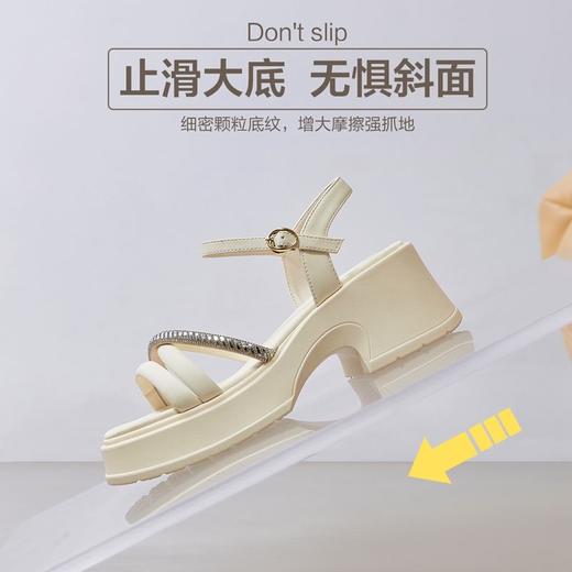 ZHR则则时尚百搭闪亮一字细带凉鞋厚底时装凉鞋沙滩女鞋简约凉鞋 商品图3