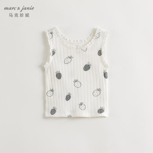 马克珍妮2024年夏装新款 女童甜美爱心满印罗纹纯棉背心 240758 商品图0