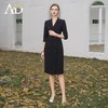 AD气质双排扣西装连衣裙女2024夏季中袖职业装正式场合连身裙黑色 商品缩略图3